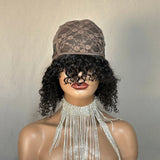 Brazilian Curly Wig with Bangs - 180% Density Human Hair Wig