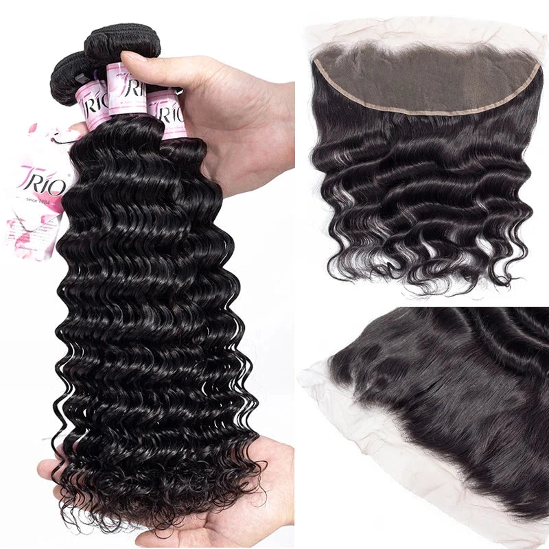 Raw Human Hair Bundles with Lace Closure Set for Natural Styling
