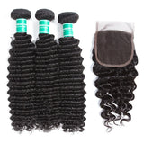 Raw Human Hair Bundles with Lace Closure Set for Natural Styling